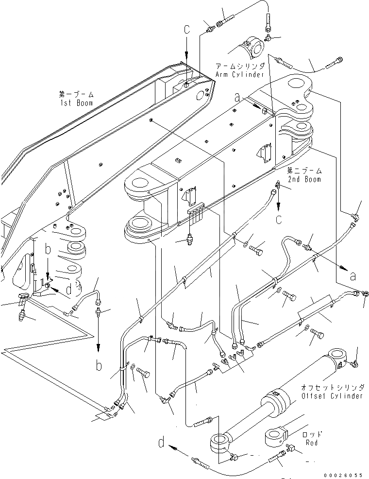 Схема запчастей Komatsu PC400LC-6Z - OFFSET СТРЕЛА (СИСТЕМА СМАЗКИ) (/)(№9-) РАБОЧЕЕ ОБОРУДОВАНИЕ