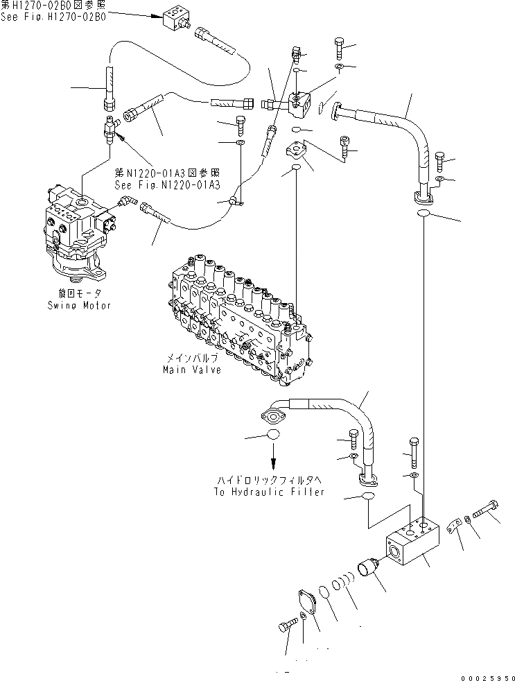 Схема запчастей Komatsu PC400LC-6Z - ВОЗВРАТНАЯ ЛИНИЯ (ДЛЯ PIPE LOOPER)(№9-) ГИДРАВЛИКА