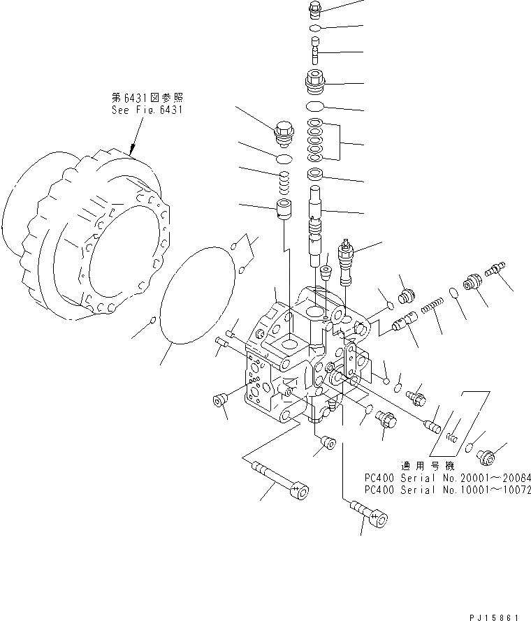 Схема запчастей Komatsu PC400LC-5 - МОТОР ХОДА (/) УПРАВЛ-Е РАБОЧИМ ОБОРУДОВАНИЕМ