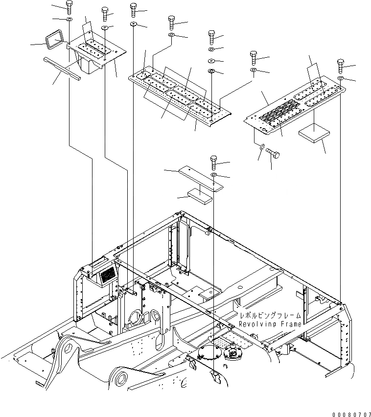 Схема запчастей Komatsu PC400LC-7E0 - КРЫШКА(КАБИНА)(№9-) ЧАСТИ КОРПУСА