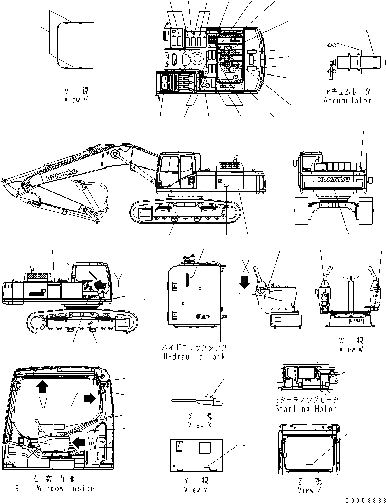 Схема запчастей Komatsu PC400LC-7 - MARKS И ТАБЛИЧКИS (РОССИЯ) (PICTORIAL) (LC) (OFFSET)(№-) МАРКИРОВКА