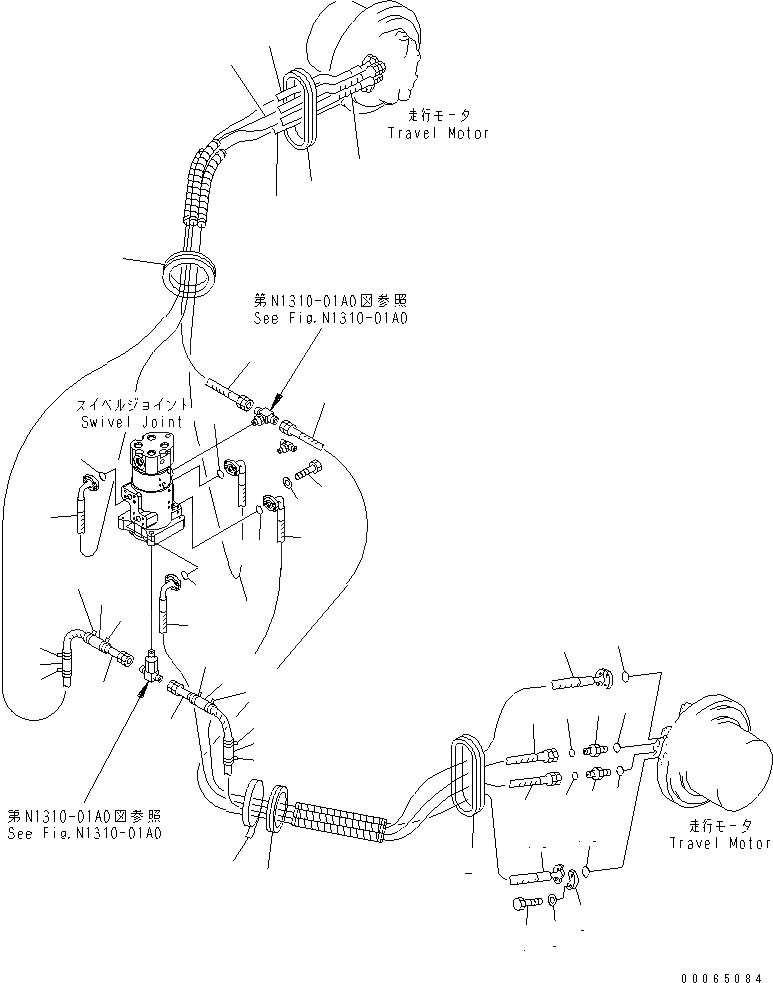Схема запчастей Komatsu PC400LC-8 - ХОД ТРУБЫ(№7-) НИЖНЯЯ ГИДРОЛИНИЯ И ЛИНИЯ ХОДА