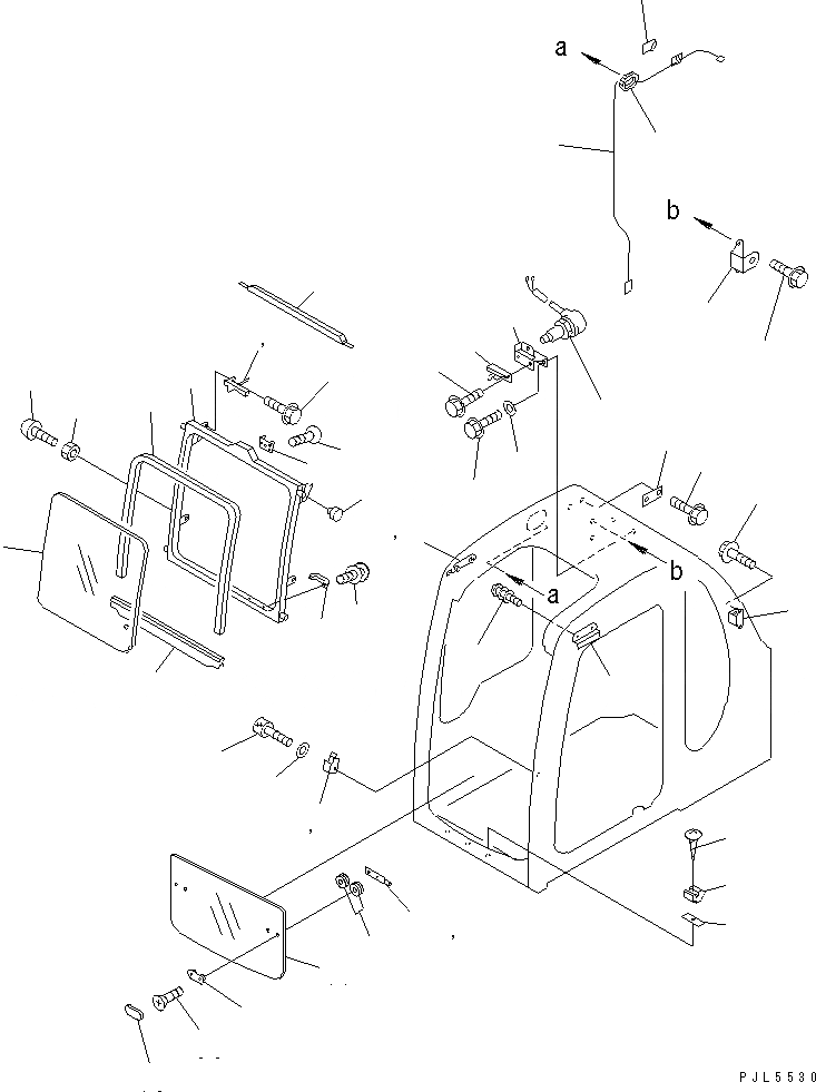 Схема запчастей Komatsu PC400ST-6 - КАБИНА (ПЕРЕДН. ОКНА)(№-) ОСНОВН. КОМПОНЕНТЫ И РЕМКОМПЛЕКТЫ