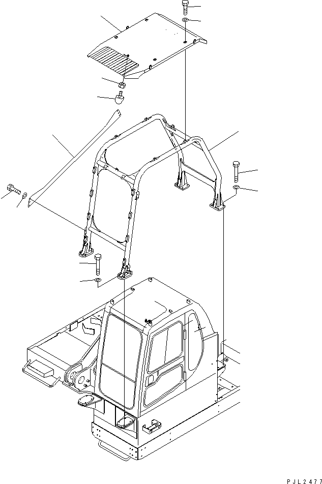 Схема запчастей Komatsu PC400ST-6 - F.O.P.S. (ДЛЯ ВЫС. КАБИНА)(№-) КАБИНА ОПЕРАТОРА И СИСТЕМА УПРАВЛЕНИЯ