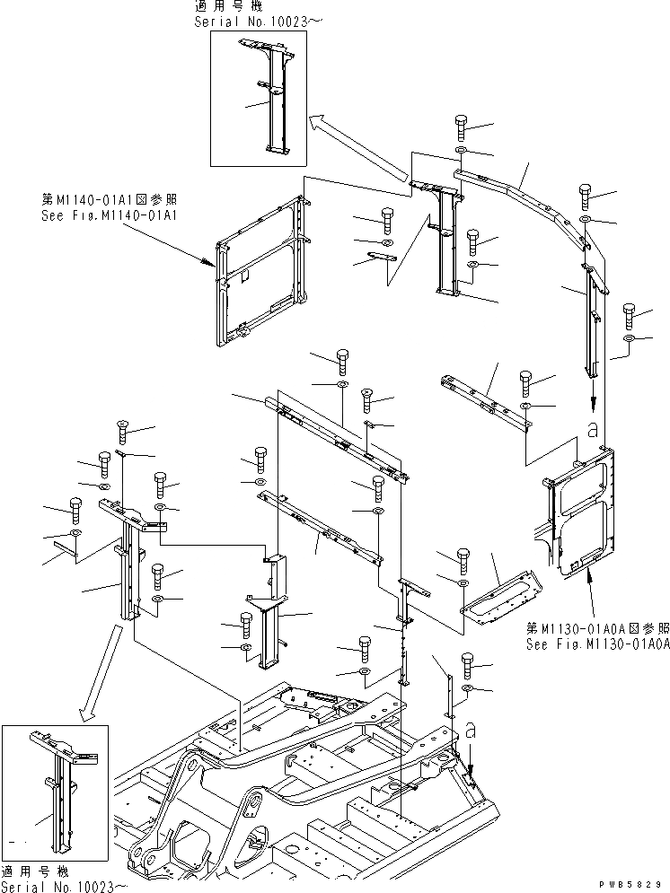 Схема запчастей Komatsu PC400ST-6 - РАМА (КАБИНА)(№8-) ЧАСТИ КОРПУСА