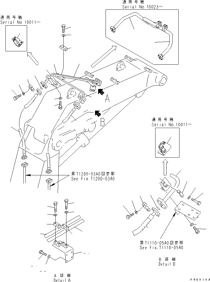 Схема запчастей Komatsu PC400ST-6 - СТРЕЛА (.M) (ДОПОЛН. ГИДРОЛИНИЯ) (ПОГРУЗ.) РАБОЧЕЕ ОБОРУДОВАНИЕ