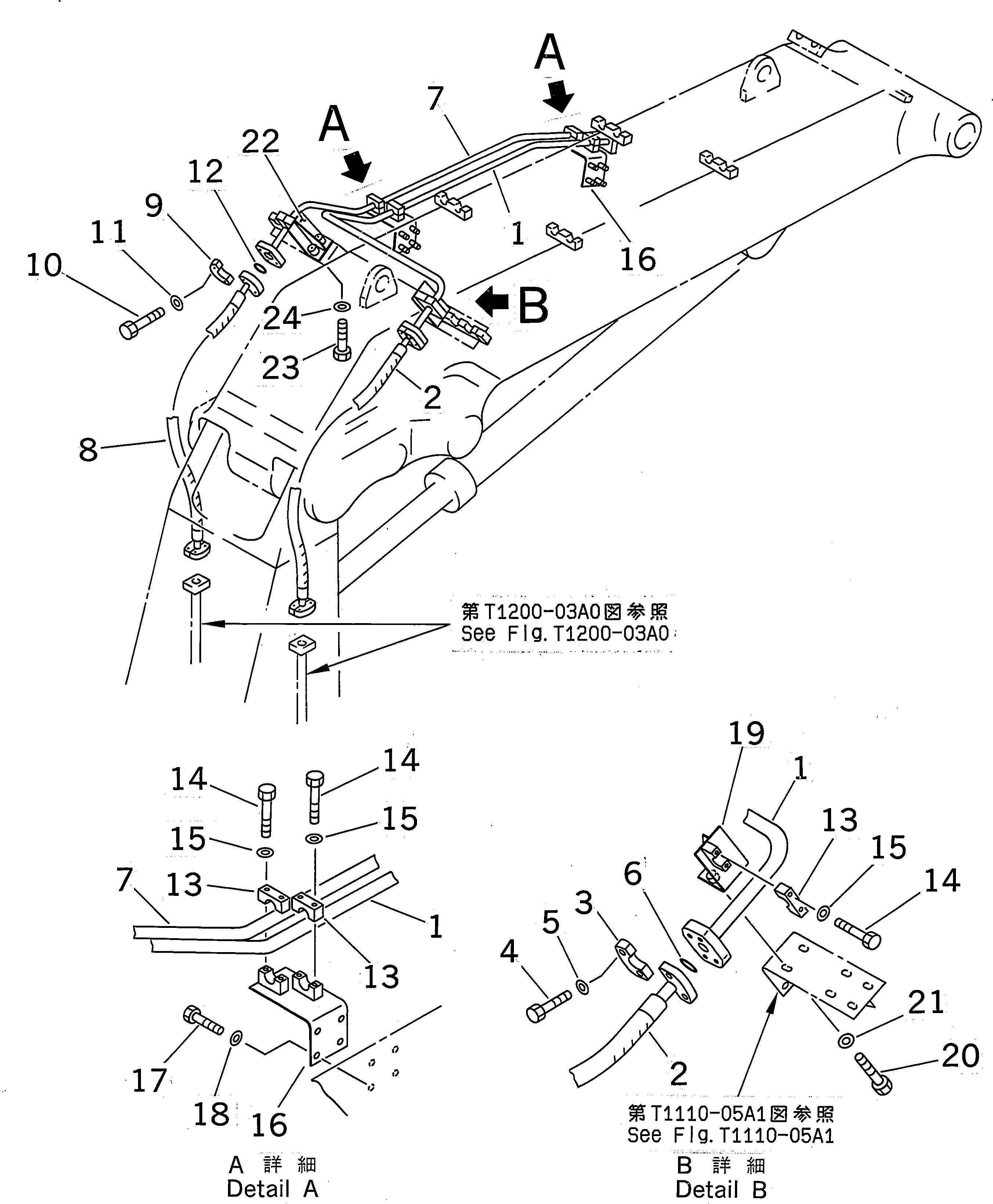 Схема запчастей Komatsu PC400ST-6 - СТРЕЛА (.M) (ДОПОЛН. ГИДРОЛИНИЯ) (ПОГРУЗ.)(№-) РАБОЧЕЕ ОБОРУДОВАНИЕ