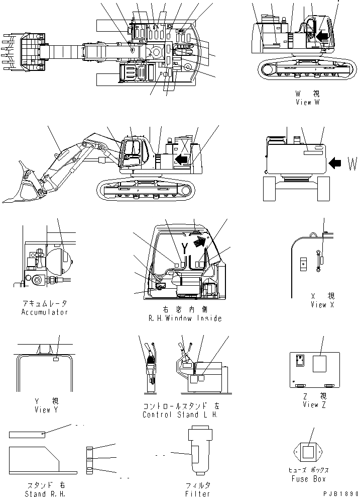 Схема запчастей Komatsu PC400ST-6 - ТАБЛИЧКИ (ЯПОН.)(№-) МАРКИРОВКА