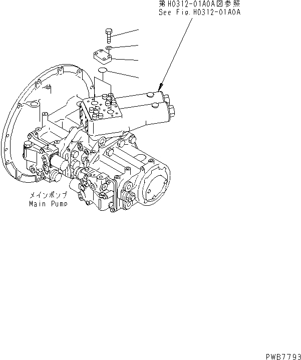 Схема запчастей Komatsu PC400ST-6LC - ЛИНИЯ ПОДАЧИ (ЗАГЛУШКА) (С ПРОПУСКНЫМ КЛАПАНОМ)(№-) ГИДРАВЛИКА