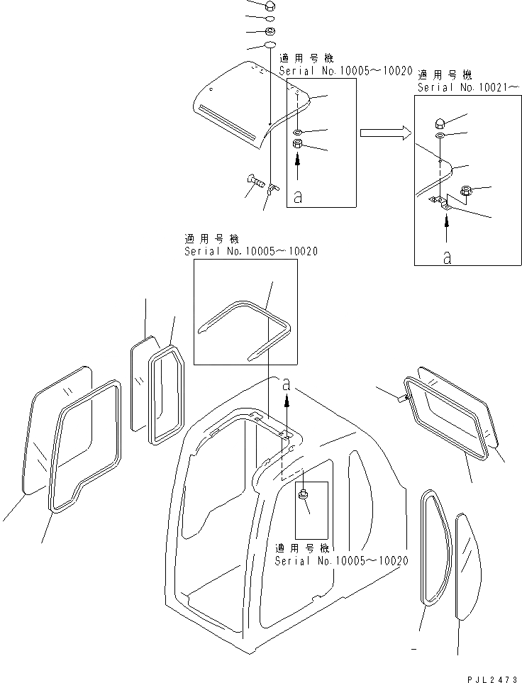 Схема запчастей Komatsu PC400ST-6LC - КАБИНА (ОКНА И ВЕНТИЛЯТОР В КРЫШЕ) (С SEE THROUGH  КРЫША)(№-) ОСНОВН. КОМПОНЕНТЫ И РЕМКОМПЛЕКТЫ
