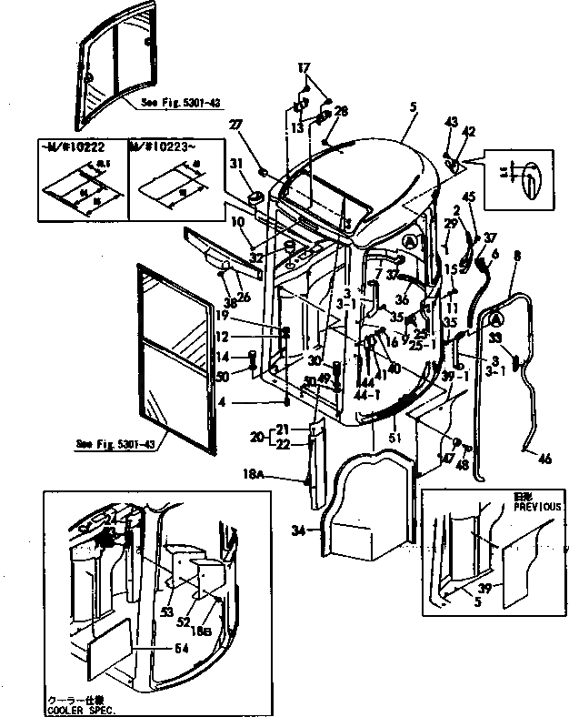 Схема запчастей Komatsu PC40FR-1 - КАБИНА ЧАСТИ КОРПУСА