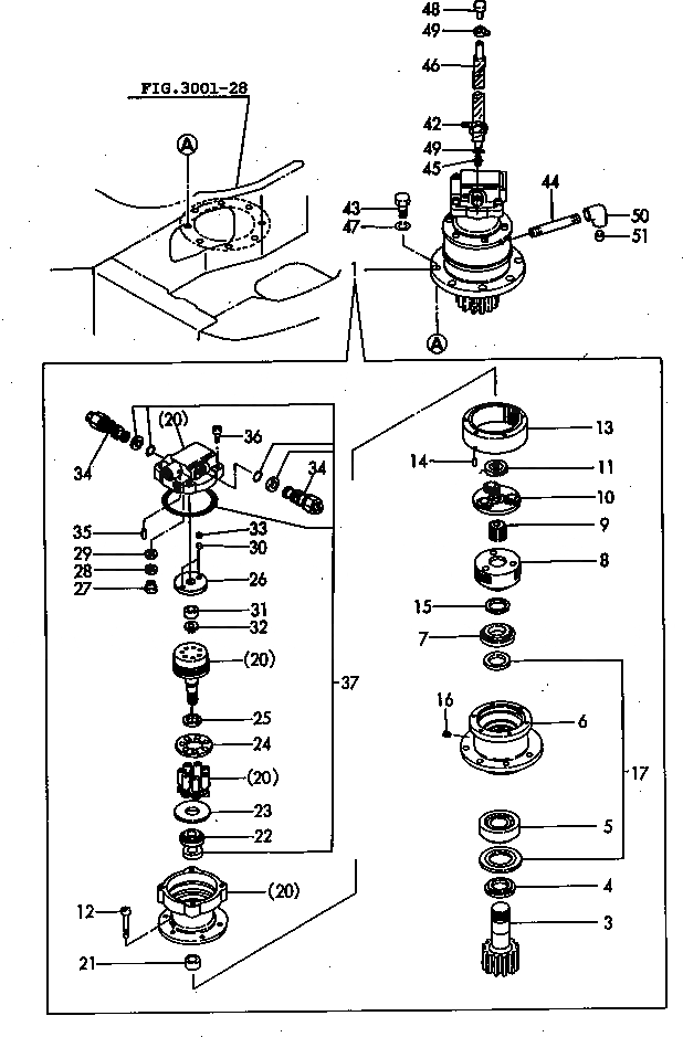 Схема запчастей Komatsu PC40FR-1 - TURNING МОТОР(№-) УПРАВЛ-Е РАБОЧИМ ОБОРУДОВАНИЕМ