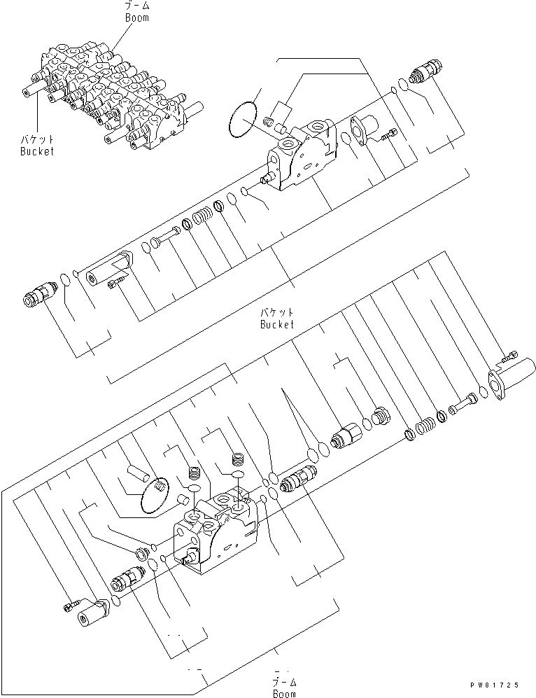 Схема запчастей Komatsu PC40FR-2 - ОСНОВН. УПРАВЛЯЮЩ. КЛАПАН (ВНУТР. ЧАСТИ) (/) ГИДРАВЛИКА