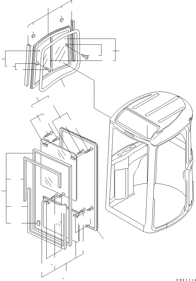 Схема запчастей Komatsu PC40FR-2 - КАБИНА (/) (SUSH) КАБИНА ОПЕРАТОРА И СИСТЕМА УПРАВЛЕНИЯ