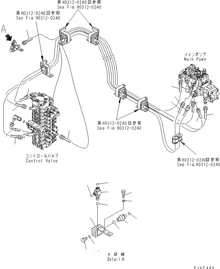 Схема запчастей Komatsu PC40MR-1 - ЛИНИЯ ПОДАЧИ (ПОДАЮЩ.)(№-) ГИДРАВЛИКА