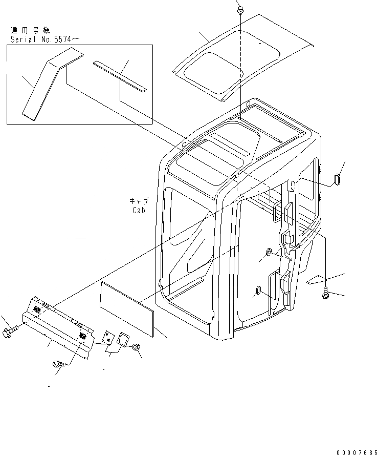 Схема запчастей Komatsu PC40MR-1 - КАБИНА (/) (ВНУТР. ПОКРЫТИЕ) (TOPS КАБИНА) КАБИНА ОПЕРАТОРА И СИСТЕМА УПРАВЛЕНИЯ