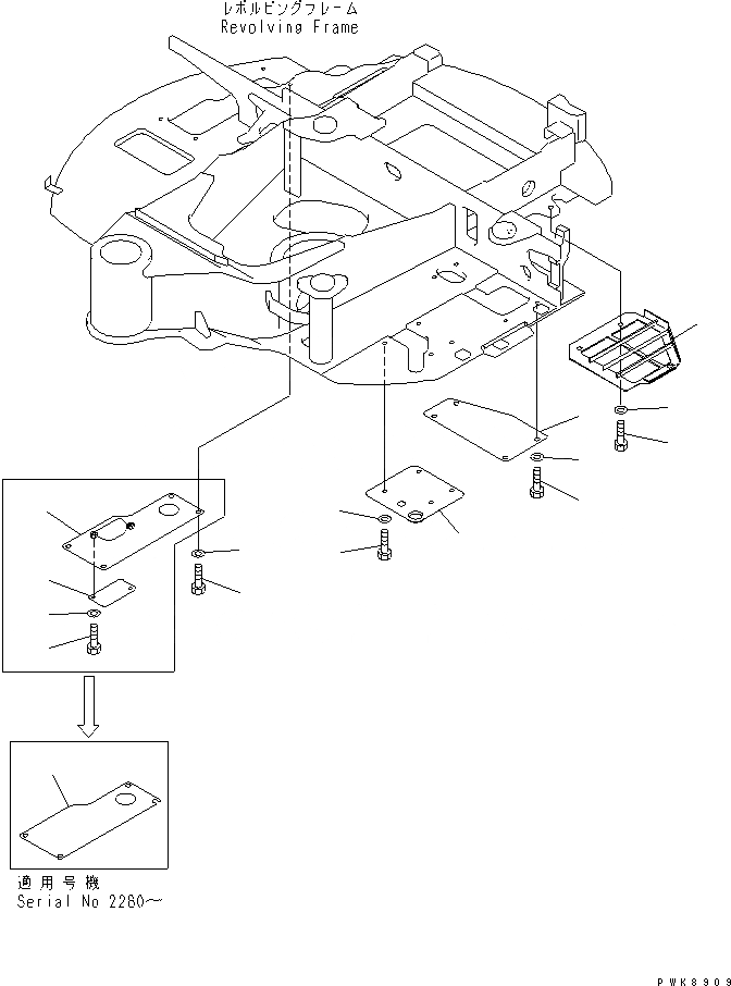 Схема запчастей Komatsu PC40MR-1 - НИЖН. КРЫШКА (КРОМЕ ЯПОН.) ЧАСТИ КОРПУСА