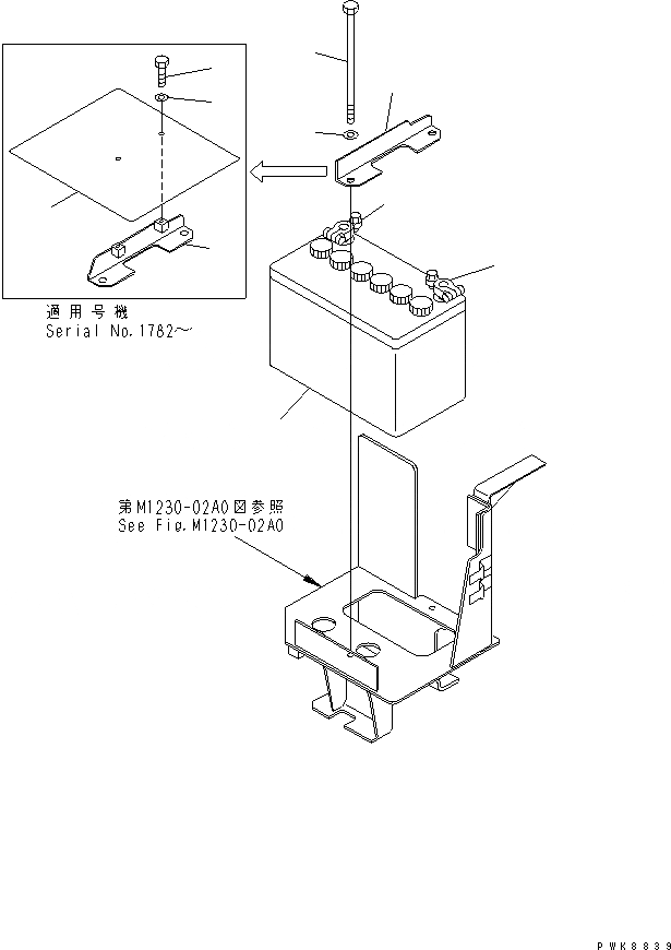 Схема запчастей Komatsu PC40MR-1 - АККУМУЛЯТОР(№-) ЭЛЕКТРИКА