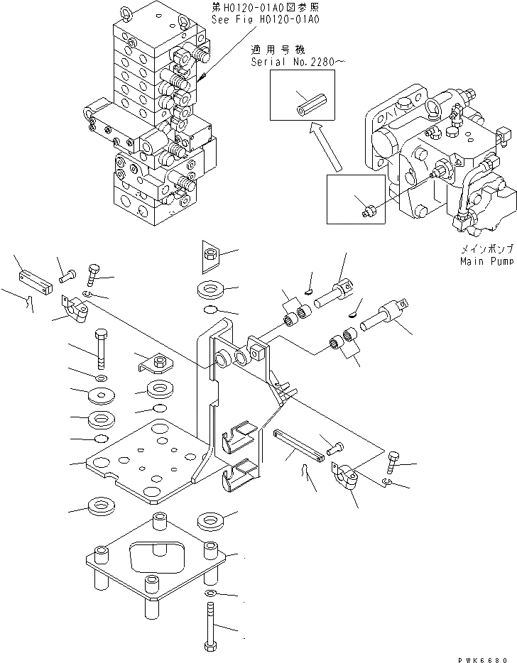 Схема запчастей Komatsu PC40MR-1 - ОСНОВН. КЛАПАН (КОРПУС КРЕПЛЕНИЯ)(№-) ГИДРАВЛИКА