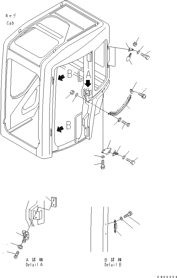 Схема запчастей Komatsu PC40MR-1 - КАБИНА (7/) (БЛОК ДВЕРИ) (TOPS КАБИНА) КАБИНА ОПЕРАТОРА И СИСТЕМА УПРАВЛЕНИЯ