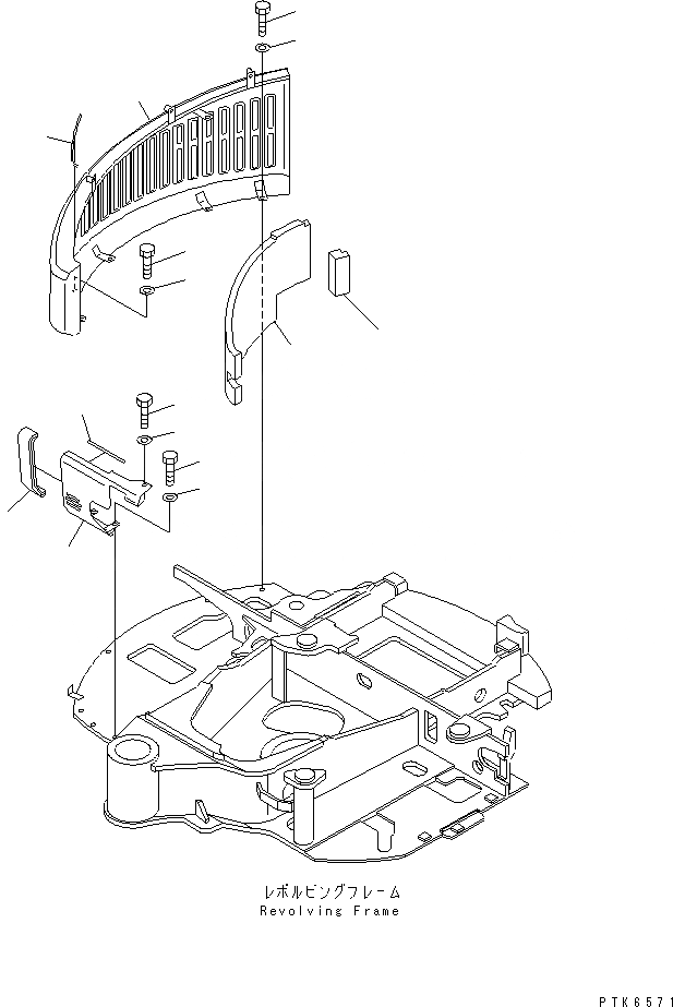 Схема запчастей Komatsu PC40MR-1 - ПРАВ. COVER ЧАСТИ КОРПУСА