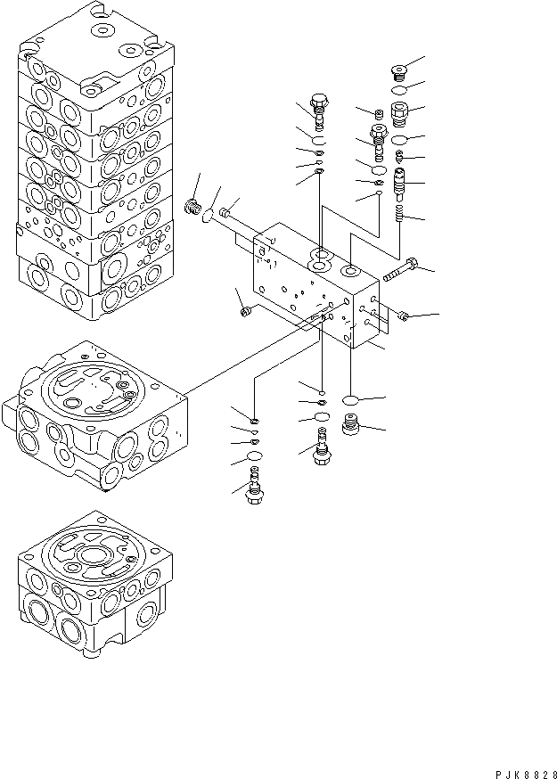 Схема запчастей Komatsu PC40MR-1 - ОСНОВН. КЛАПАН (8-КЛАПАН) (/7)(№-) ОСНОВН. КОМПОНЕНТЫ И РЕМКОМПЛЕКТЫ