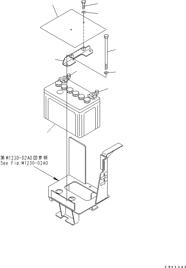 Схема запчастей Komatsu PC40MRX-1 - АККУМУЛЯТОР (ЕС ARRANGEMENT) ЭЛЕКТРИКА