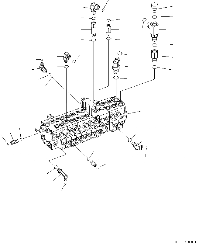 Схема запчастей Komatsu PC40MR-2 - ОСНОВН. КЛАПАН (КЛАПАН И ПАТРУБОК) (ДЛЯ ПОВОРОТН. ОТВАЛА С ИЗМ. УГЛОМ) ГИДРАВЛИКА