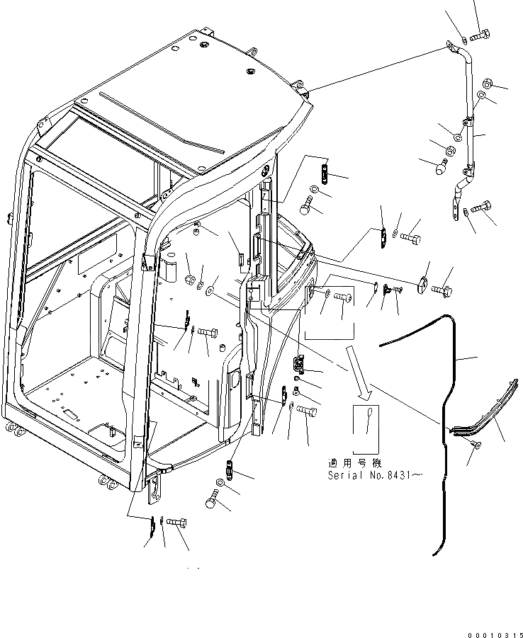 Схема запчастей Komatsu PC40MR-2 - КАБИНА (/8) (БЛОК ДВЕРИ) КАБИНА ОПЕРАТОРА И СИСТЕМА УПРАВЛЕНИЯ