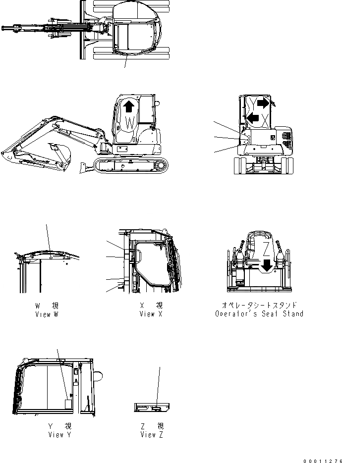 Схема запчастей Komatsu PC40MR-2 - МАРКИРОВКА (CONROL PATTERN) (ДЛЯ КАБИНЫ) (ЯПОН.) МАРКИРОВКА