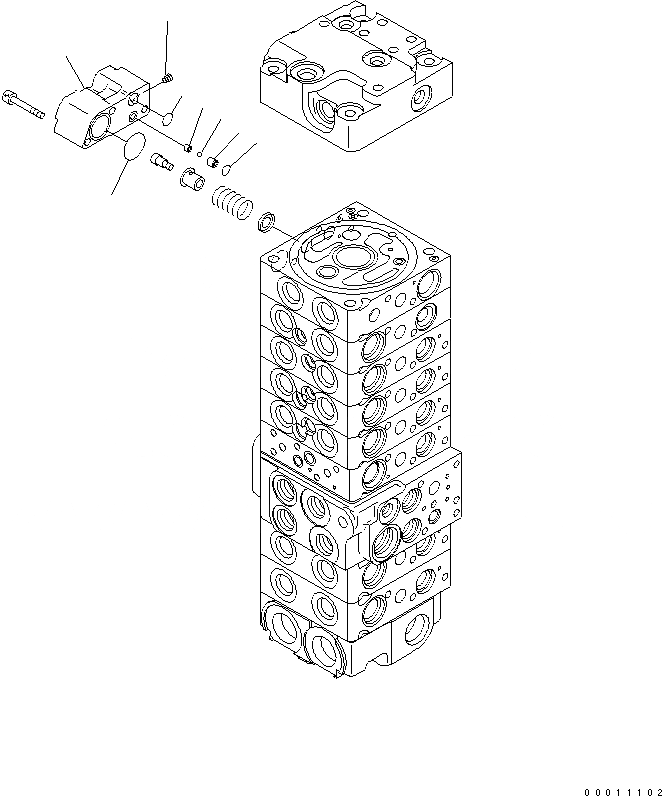 Схема запчастей Komatsu PC40MR-2 - ОСНОВН. КЛАПАН (8-КЛАПАН) (9/) ОСНОВН. КОМПОНЕНТЫ И РЕМКОМПЛЕКТЫ