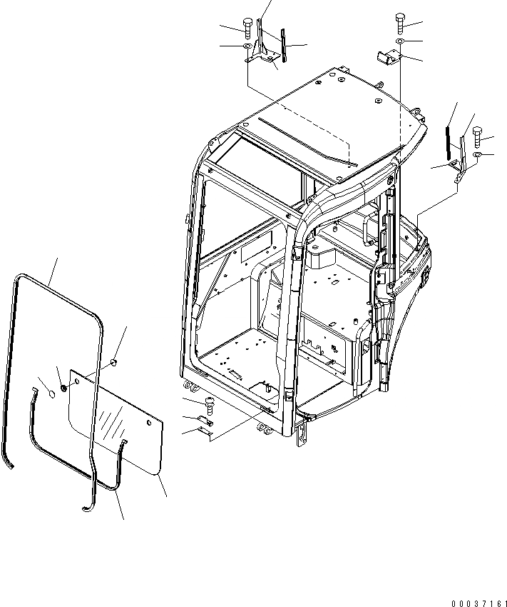 Схема запчастей Komatsu PC40MR-2 - КАБИНА (/8) (ПЕРЕДН. НИЖН. СТЕКЛА)(№89-) КАБИНА ОПЕРАТОРА И СИСТЕМА УПРАВЛЕНИЯ