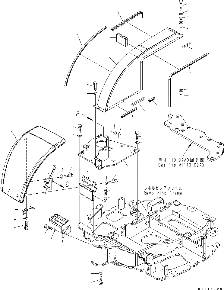 Схема запчастей Komatsu PC40MR-2 - ПЕРЕДН. КРЫШКА(ДЛЯ НАВЕСА) ЧАСТИ КОРПУСА