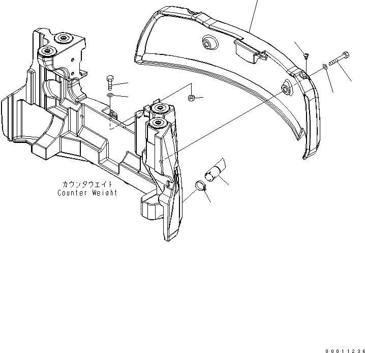 Схема запчастей Komatsu PC40MR-2 - КРЫШКА ПРОТИВОВЕСА И ДОПОЛН. ПРОТИВОВЕС ЧАСТИ КОРПУСА