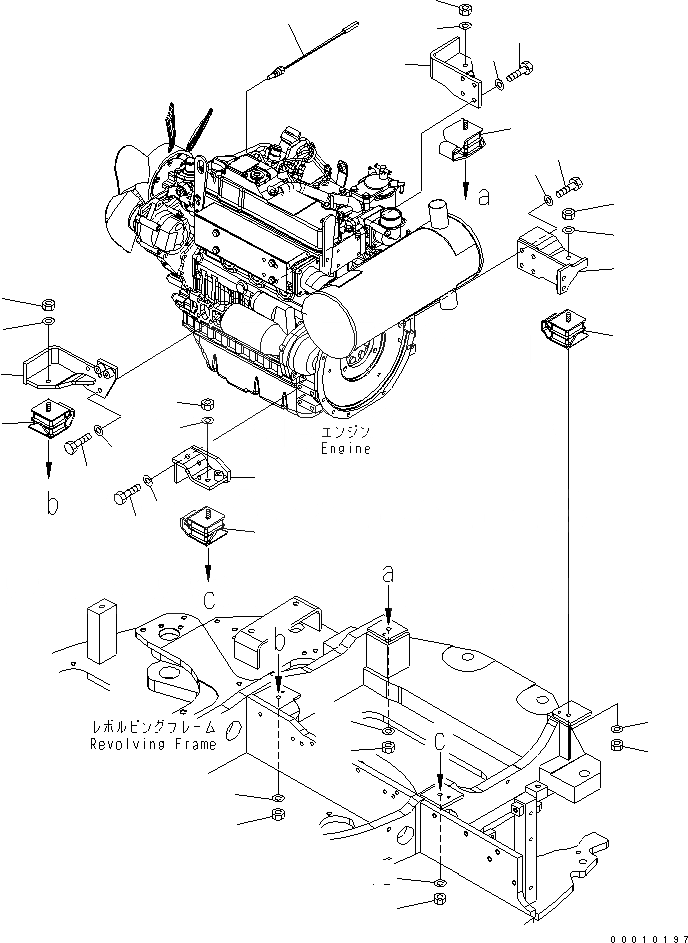 Схема запчастей Komatsu PC40MR-2-AC - КРЕПЛЕНИЕ ДВИГАТЕЛЯ КОМПОНЕНТЫ ДВИГАТЕЛЯ