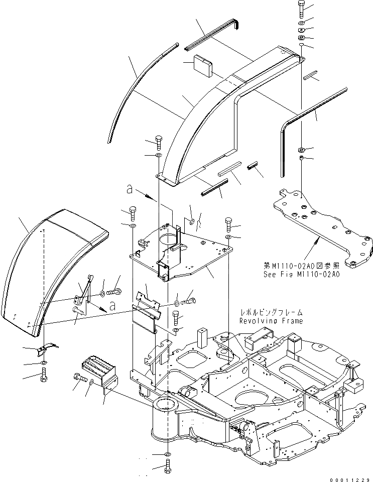 Схема запчастей Komatsu PC40MR-2-AC - ПЕРЕДН. КРЫШКА(ДЛЯ НАВЕСА) ЧАСТИ КОРПУСА