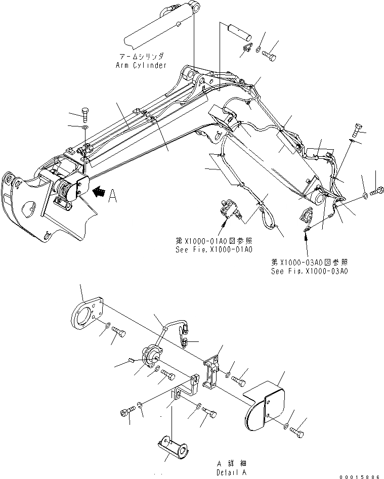 Схема запчастей Komatsu PC40MR-2-AC - РУКОЯТЬ CRANE (РУКОЯТЬ ДАТЧИК) (НАВЕСН. ОБОРУД.) СПЕЦ. ОПЦИИ