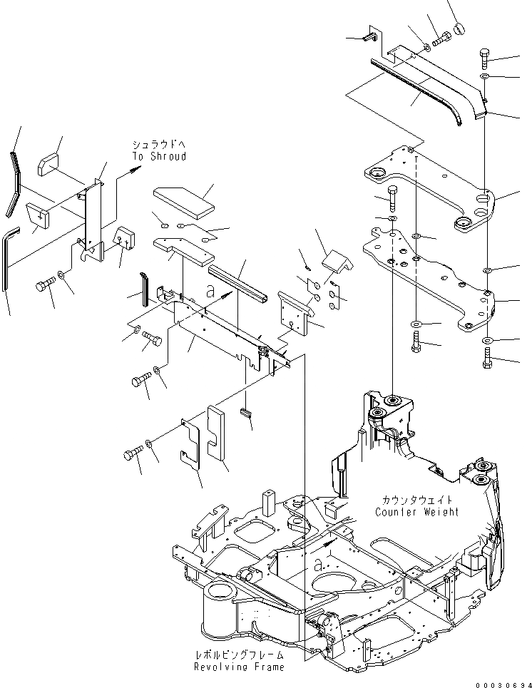 Схема запчастей Komatsu PC40MR-2 - КАПОТ (КОРПУС КРЕПЛЕНИЯ) (ДЛЯ КАБИНЫ)(№8-) ЧАСТИ КОРПУСА