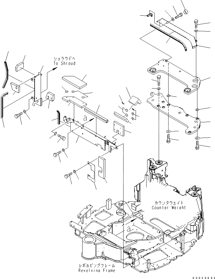 Схема запчастей Komatsu PC40MR-2 - КАПОТ (КОРПУС КРЕПЛЕНИЯ) (ДЛЯ КАБИНЫ)(№8-8) ЧАСТИ КОРПУСА