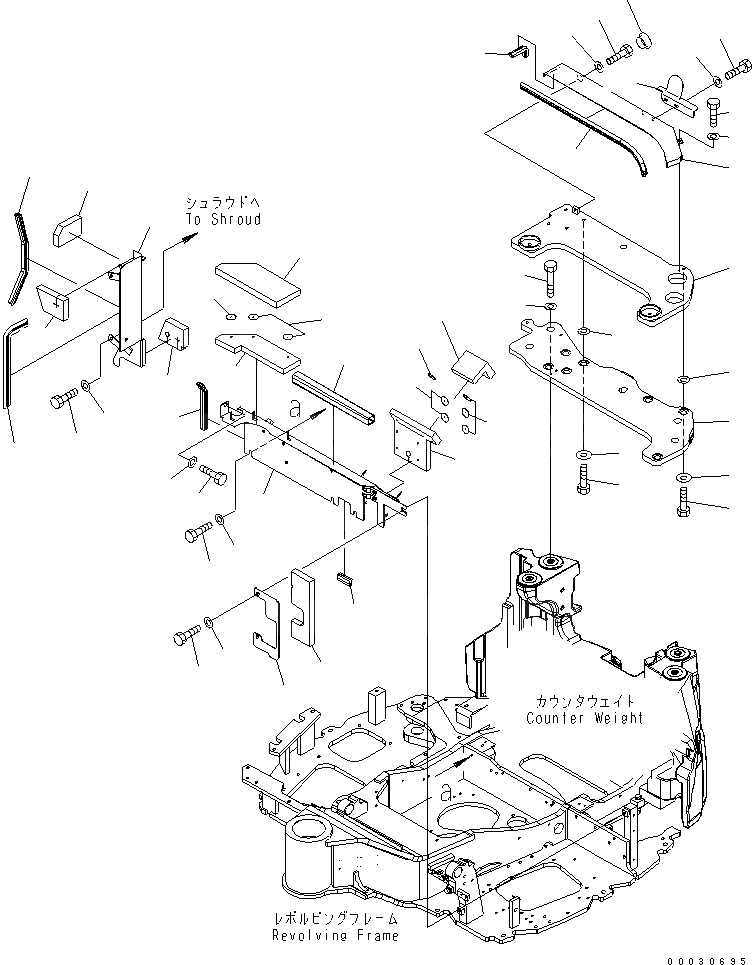 Схема запчастей Komatsu PC40MR-2 - КАПОТ (КРЕПЛЕНИЕ BACKET) (ДЛЯ ВЕРХН. ВЫХЛ. ТРУБЫ) ЧАСТИ КОРПУСА