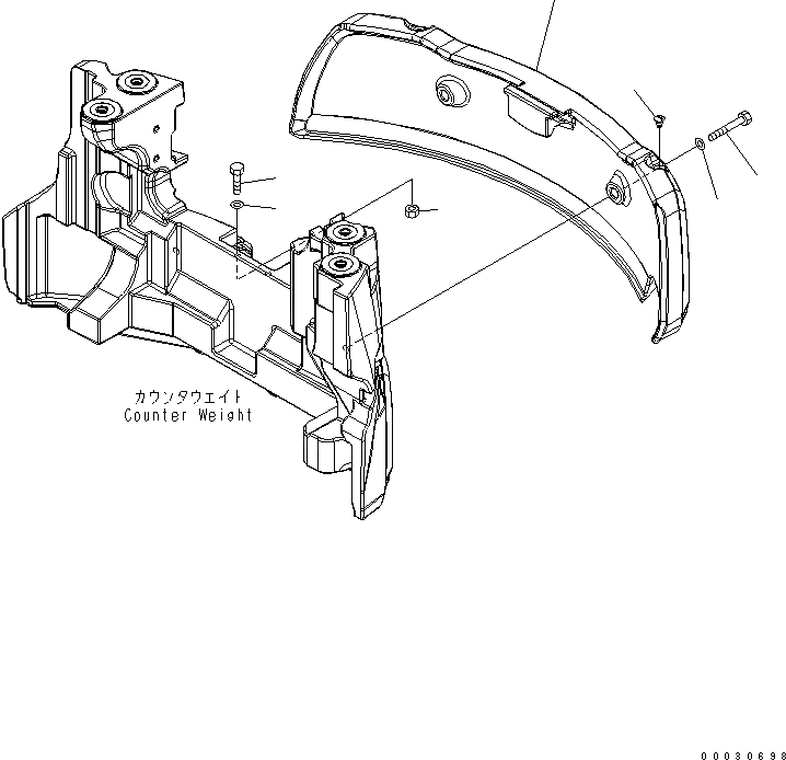 Схема запчастей Komatsu PC40MR-2 - КРЫШКА ПРОТИВОВЕСА И ДОПОЛН. ПРОТИВОВЕС (ДЛЯ ВЕРХН. ВЫХЛ. ТРУБЫ) ЧАСТИ КОРПУСА