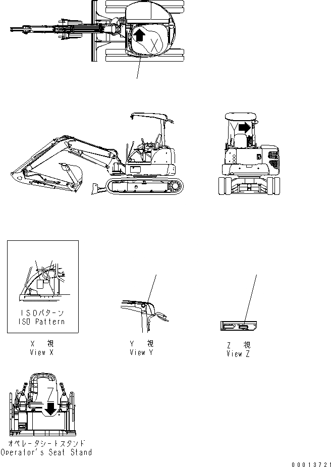 Схема запчастей Komatsu PC40MR-2 - МАРКИРОВКА (УПРАВЛ-Е PATTERN) (ДЛЯ НАВЕСА) (АНГЛ.) МАРКИРОВКА