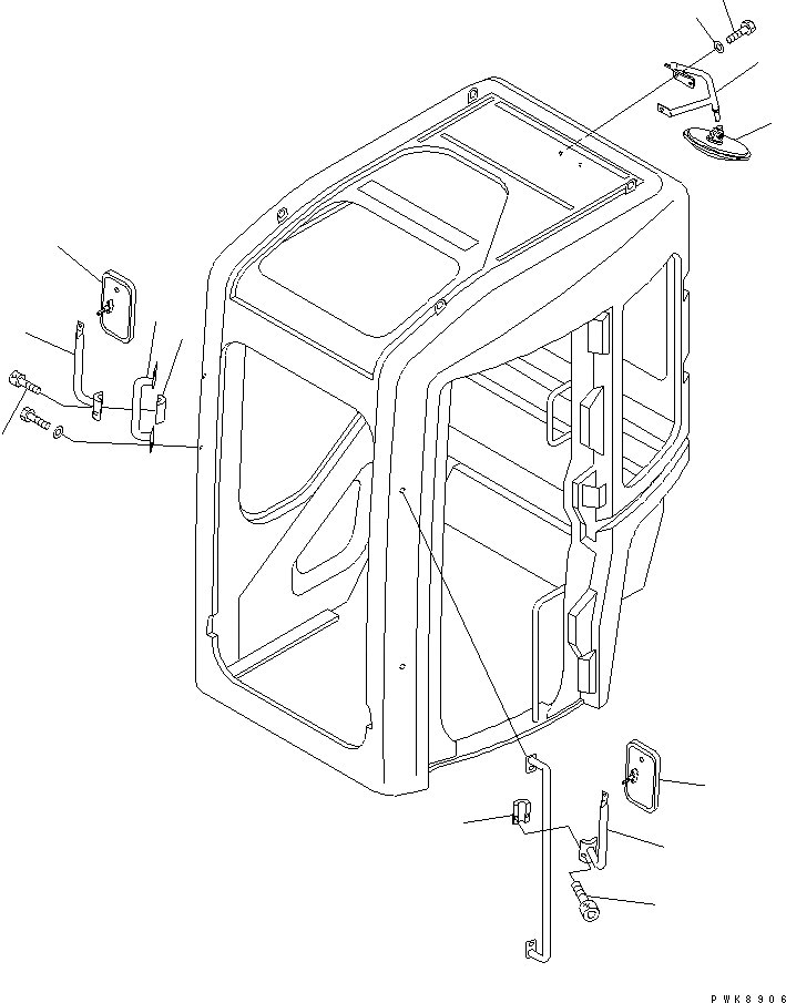 Схема запчастей Komatsu PC40MRX-1 - ЗЕРКАЛА ЗАДН. ВИДАПРАВ. (ДЛЯ КАБИНЫ)              (СЕВ. АМЕРИКА ARRANGEMENT) ЧАСТИ КОРПУСА