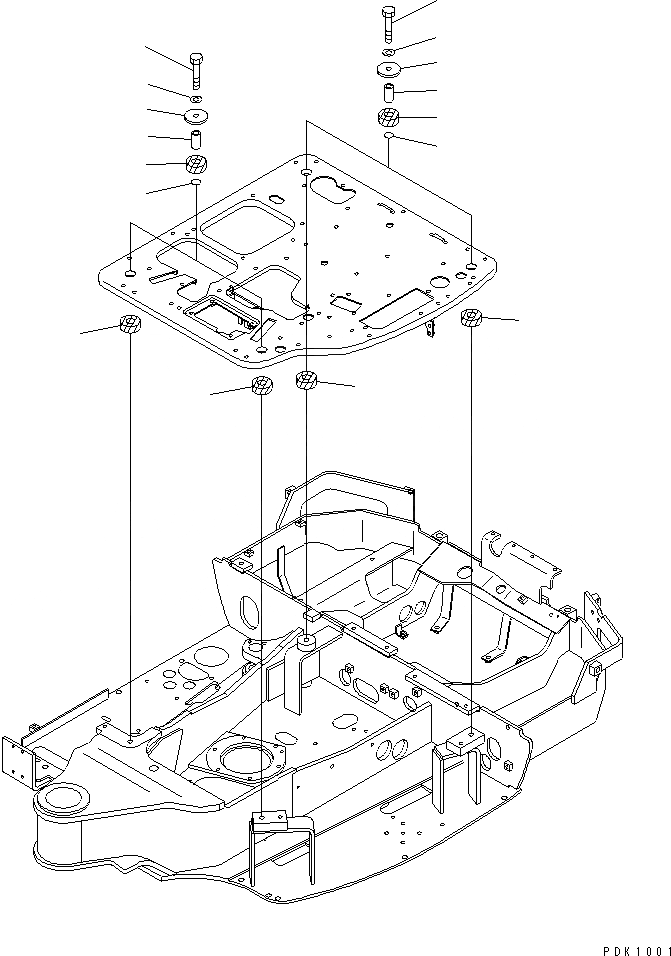 Схема запчастей Komatsu PC40R-8 - КРЕПЛЕНИЕ ПОЛА (КРЕПЛЕНИЕ ПОЛА) КАБИНА ОПЕРАТОРА И СИСТЕМА УПРАВЛЕНИЯ