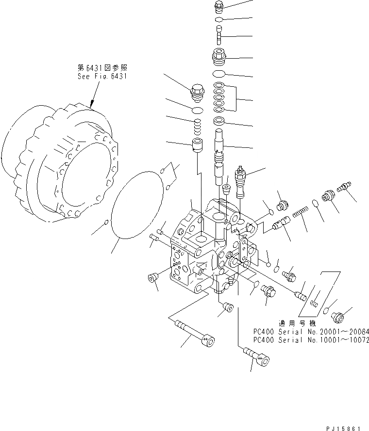 Схема запчастей Komatsu PC410-5 - МОТОР ХОДА (/) УПРАВЛ-Е РАБОЧИМ ОБОРУДОВАНИЕМ