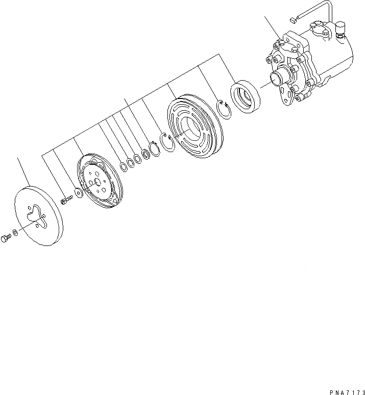 Схема запчастей Komatsu PC410-5 - КОМПРЕССОР (КОНДИЦ. ВОЗДУХА)(№9-) ЧАСТИ КОРПУСА