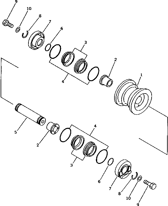 Схема запчастей Komatsu PC45-1 - ОПОРНЫЙ КАТОК (ДЛЯ STEEL SHOE)(№-) ХОДОВАЯ