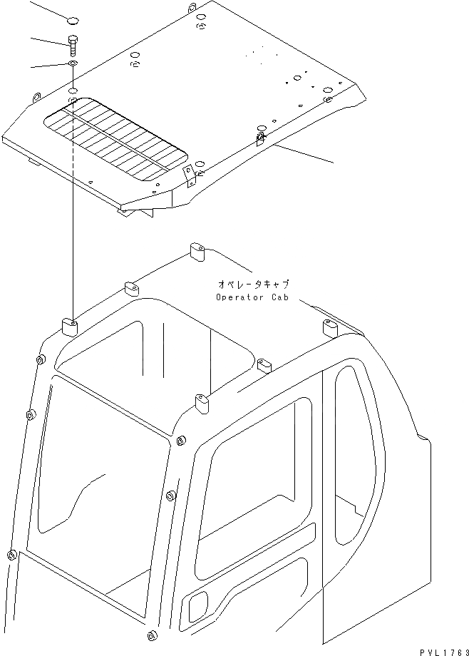 Схема запчастей Komatsu PC450-6 - ВЕРХНЯЯ ЗАЩИТА(№-) КАБИНА ОПЕРАТОРА И СИСТЕМА УПРАВЛЕНИЯ