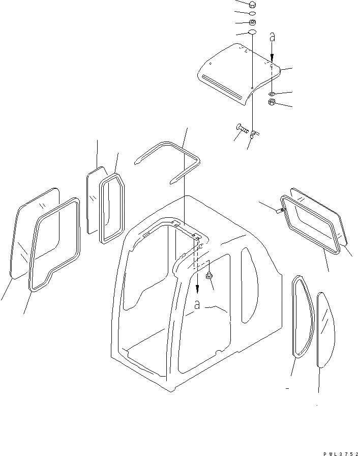 Схема запчастей Komatsu PC450-6Z - КАБИНА (ОКНА И ВЕНТИЛЯТОР В КРЫШЕ)(№-) КАБИНА ОПЕРАТОРА И СИСТЕМА УПРАВЛЕНИЯ