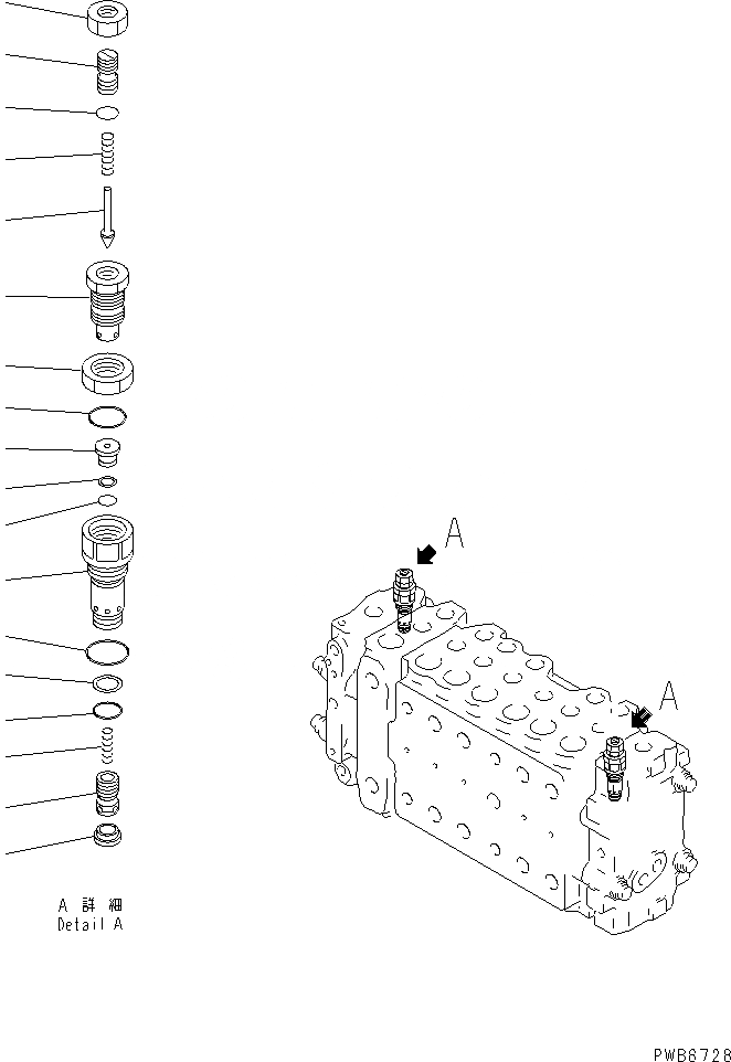 Схема запчастей Komatsu PC450-6Z - ОСНОВН. КЛАПАН (-АКТУАТОР) (/)(№-) ОСНОВН. КОМПОНЕНТЫ И РЕМКОМПЛЕКТЫ